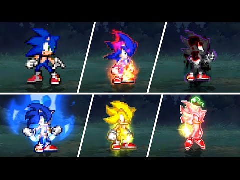 Sonic All Transformations: Dark sonic, Fire Sonic, Hyper, Super Sonic, Specials - MUGEN JUS CHAR