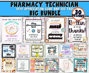Pharmacy Technicians Week Printable Signs and Tags | Pharmacy Tech Appreciation | Happy Pharmacist Week - Etsy