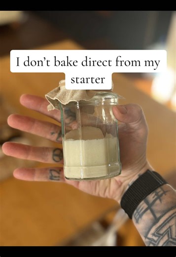 I don’t bake straight from my starter — I build a levain instead. A starter is a living culture you maintain. A levain is that same culture, built intentionally for a specific bake. By building a levain, I control: • strength • acidity • timing • fermentation speed Baking straight from a starter can work — but it’s unpredictable. Starters vary day to day depending on temperature, feed ratio, and time since peak. A levain removes the guesswork. Same culture. Clear purpose. This is why two bakers 