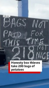 A farmer said he felt “sick” after hundreds of pounds worth of potatoes were stolen from his honesty stall. | BBC Lincolnshire