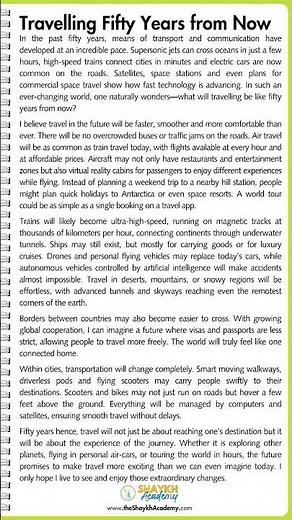 📝 Write an Essay on Travelling Fifty Years from Now 🧑🏻‍🏫 | English Essay Writing for Class 8 to 10