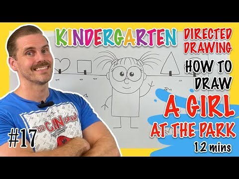How to draw a GIRL AT THE PARK - For ages 4 - 6yrs - Super Easy Kindergarten Drawing Preschool Prep