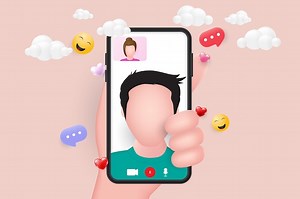 Premium Vector | Video call on mobile smartphone 3d Vector illustration