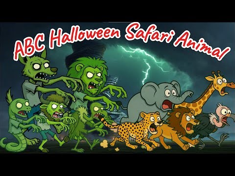 ABC Halloween Safari Animals Song (Zombie) 0206 | Nursery Rhymes | Woof Woof Rhymes