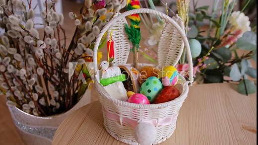 Traditional Polish Easter Food Basket Prepared For Blessing during Great Holy Saturday Catholic Church Service