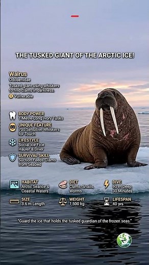 🦷 Walrus | Tusked Arctic Giant #Walrus #MarineMammal #Wildlife