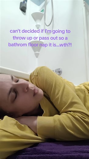 I just got back from the gym and felt fine until my drive home...this is a first! #bathroomfloornap #whatshappening