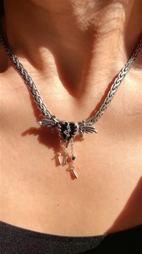 Winged Heart & Key Vintage Necklace.👆Get from my main page. #giftforher🎁 #springoutfit #necklace