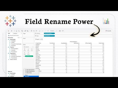 How to rename a field in a Tableau worksheet