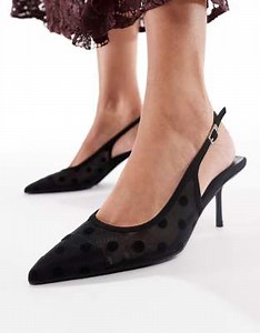 Glamorous Wide Fit slingback pumps in mesh black polkadot | ASOS