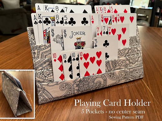 Playing Card Holder - Easy Sewing Pattern Step-by-step Instructions 5 Pockets No Center Seam, Weighted - Samba, Hand and Foot, Uno No Mercy - Etsy