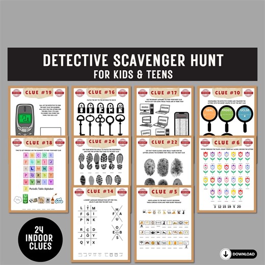 Printable Detective Scavenger Hunt for Older Kids | Birthday Top Secret Indoor Treasure Find Escape Room Police Find Puzzle Game Party Clues - Etsy