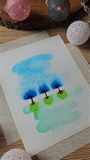 Winter or Spring #watercolor #speedpainting #aquarelle #artchallenge #blueart #quicksketch