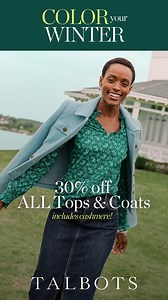 Get cozy with 30% off all TOPS & COATS. Hurry, ends soon! | TALBOTS