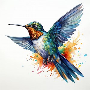 Watercolor Hummingbird Cliparts: Flying Bird Images (JPG Digital Download) - Etsy
