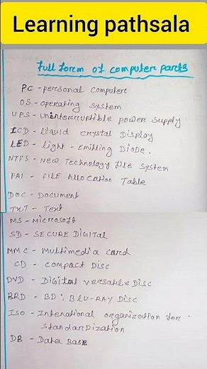 full form of computer parts!#computereducation