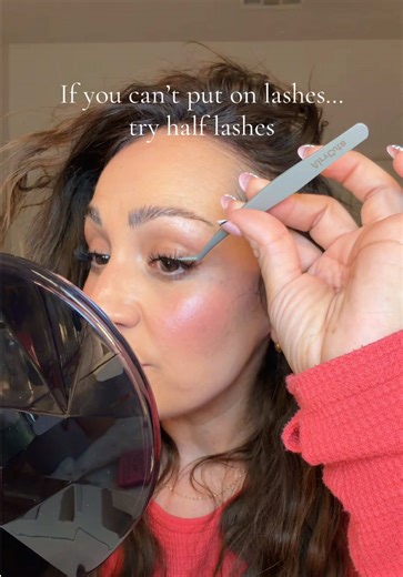 Quick lash tutorial using these self-adhesive half lashes. They give your eyes lift and volume without the struggle of full strip lashes. Perfect for everyday glam. @Lilly Lashes #EasyLashes #HalfLashes #LashTutorial #TikTokShopcreatorpicks #EverydayGlam