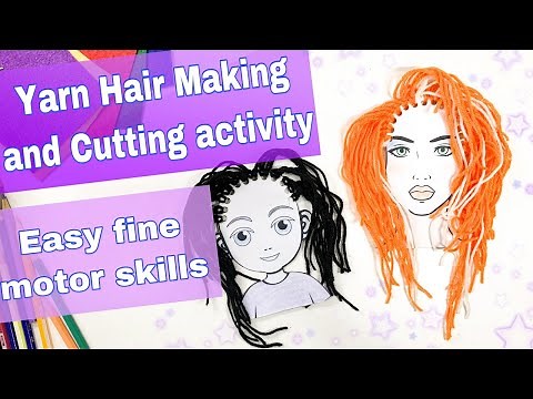Yarn hair making and cutting activity for kids