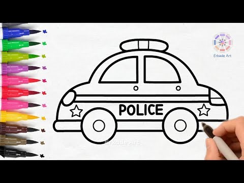 How To Draw A Cartoon Police Car Easy 🖍🚓👮‍♂️ Drawing For Kids