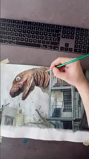 Painting Shin Godzilla Kamata Kun in Watercolor. #art #watercolor #godzilla #shingodzilla #kamatakun