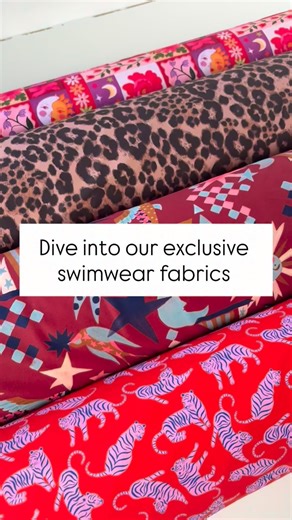 The wait is over! Our amazing swimwear fabric is here! Ready to create your own stunning swimsuit or bikini? Dive into your next sewing project now! We’ve got everything you need: fabric, patterns, and of course, don’t forget your swimwear elastic! | Fabric Godmother
