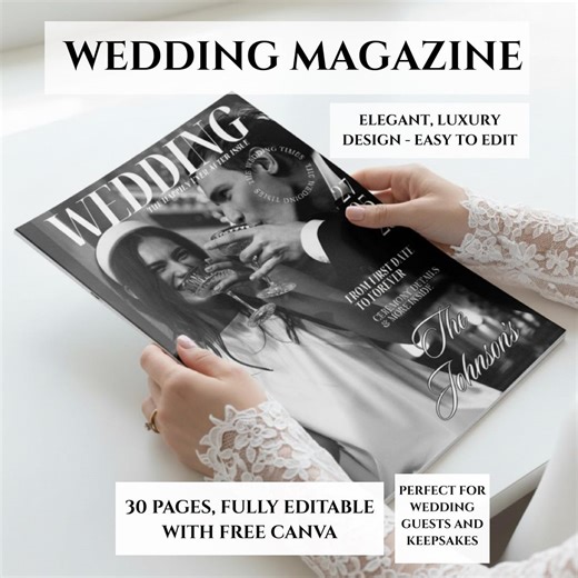 Wedding Magazine Template, Editable Programs, Wedding Booklet, Itinerary, Elegant, Canva, Digital Download - Etsy