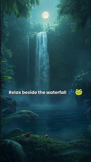 Waterfall & Frogs ASMR | Jungle Night Relaxing Sounds for Sleep 🐸