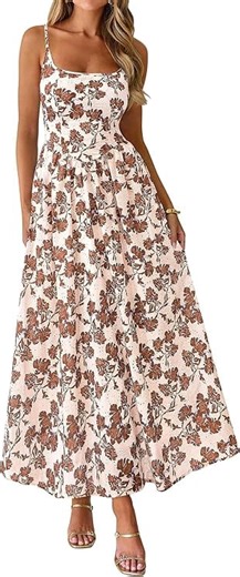 PRETTYGARDEN Womens Spring Boho Maxi Dress Eyelet Floral Long Flowy Sundresses Summer Beach Vacation Clothes