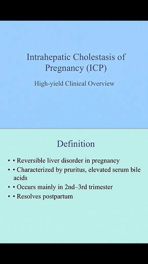 Intrahepatic Cholestasis of Pregnancy (ICP) Management Maternal Symptom Relief • Ursodeoxycholic acid (UDCA) • Dose: 10–15 mg/kg/day divided BID or TID • Improves itching & lowers bile acids • Antihistamines for sleep (symptomatic only) Monitoring • Weekly bile acids & LFTs • Close fetal surveillance (NST/BPP as indicated) #friendship | MRCP UK