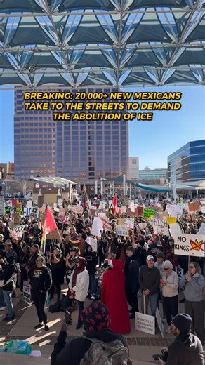 BREAKING: This afternoon, 20,000 New Mexicans flooded Southern Tiwa Lands Civic Plaza during a nationwide shutdown in solidarity with Minneapolis, marching through the streets to demand the abolition of ICE. The violence our communities are facing – from Minneapolis to Albuquerque – is not new. It’s a product of the same system that has extracted from our lands, exploited our labor, and criminalized our communities for generations. And together, we are fighting back across movements, struggles a