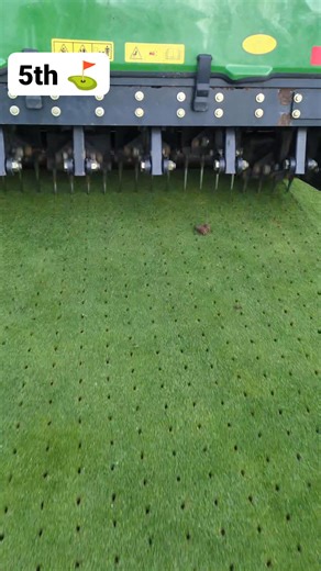 Much needed aeration ⛳ John Deere 🦌 Aercore 1500 in action 💪 with 10mm solid tines, 4ins depth 2ins spacing all to aid air and moisture management through the profile and create a healthy sword. | Greenacres Golf Centre