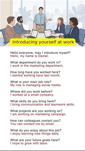 Introducing Yourself at Work 👔 | Useful English Phrases for Workplace Introductions 🗣️ #english