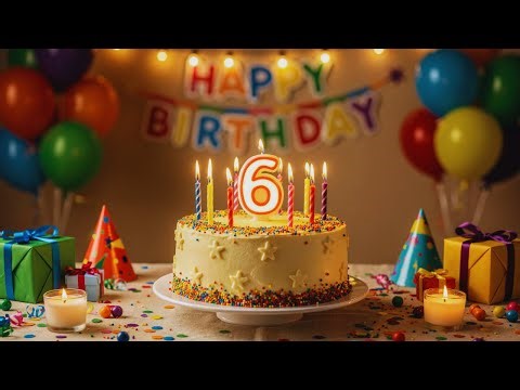 6th Birthday Cake! 🍰 Happy Birthday Song & Fun Visuals for 6 Year Olds (30 Minute Loop & Countdown)