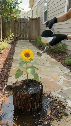 DIY Rustic Tree Stump Planter – Sunflower Garden Transformation
