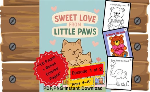 Animal Coloring Book | Sweet Love, Story-based Pages Ep.1 (PDF & PNG) - Etsy