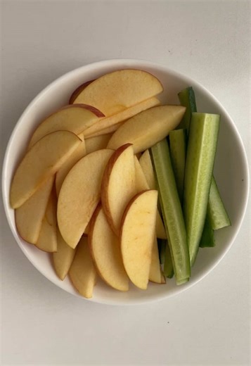 Delicious Lunch Combo: Apple, Cucumber, and Almond Milk