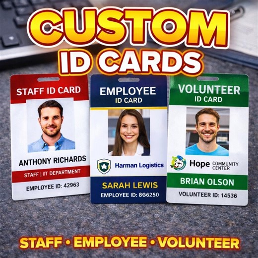 Custom ID Card PVC Badge | Employee Id Card, Staff Badge, Volunteer Identity | Personalized Photo ID Card for Business, Office Organization - Etsy UK