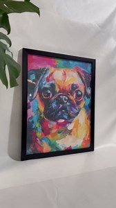 aj decor Pug Colorful Abstract Wall Art Print Poster, Dog Pet Lover Picture Painting Artwork Bedroom Living Room Office Dining Room 151H (Pug Colorful Abstract, 18 x 24 inches, Black Frame)