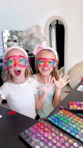 Rainbow Makeup Tutorial for girls by 7 yo. #kidsmakeup #Shorts #7yo #9yo