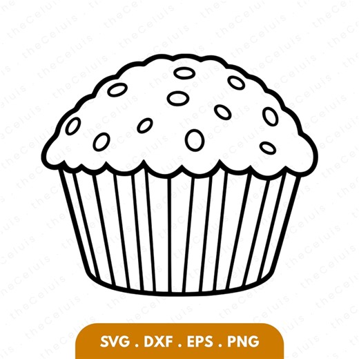 Muffin Outline SVG PNG DXF Files: Food Clipart for Cutting, Engraving, Printing (instant Download) - Etsy Canada