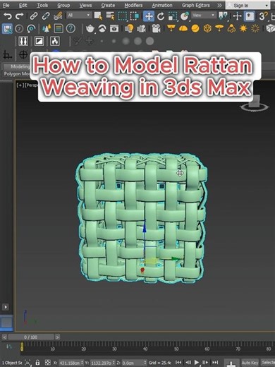 Creating Realistic Rattan in 3ds Max Using the Weaver Modifier #3dsmax #shorts #rattan #weaving