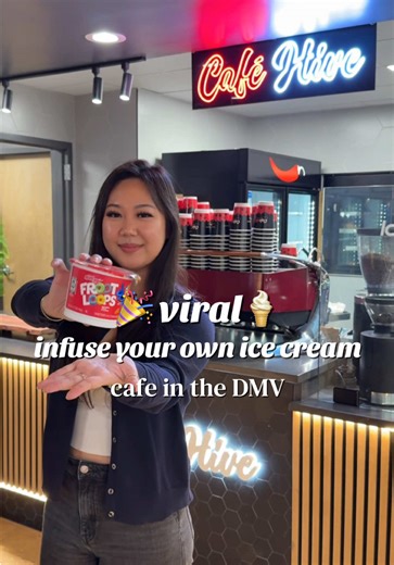 at Cafe Hive, bring in your own sweets and they’ll turn them into soft serve or milkshakes! it’s the most creative cafe that recently opened in Virginia with the coolest dessert concept i’ve seen! 🤩 i brought in my favorite Froot Loops and they blended it into a custom soft serve that was perfectly thick, delicious, and creamy🍦 they also serve several pastries and desserts, such as their decadent house made chocolate cheesecake which you MUST try! Cafe Hive is the sister cafe to the viral Flav