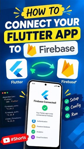 How to Connect Flutter App to Firebase 🔥 | Flutter Firebase Setup #shorts