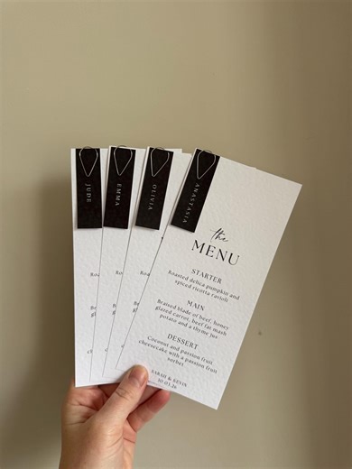 Black and White Wedding Menu, Personalised Place Cards, Modern Elegant Wedding Food Menu - Etsy