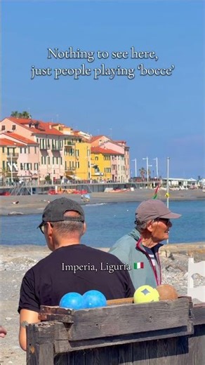 The sweet Italian life: Bocce by the Mediterranean in Imperia 🍊👴 #liguria #imperia