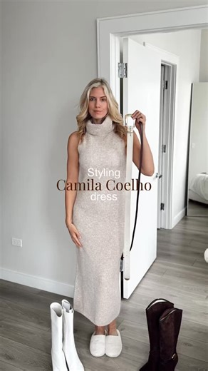 Healing • Self-Worth • Relationships • Speaker on Instagram: "I’ve been obsessed with neutral tones lately, and this beige @camilacoelho dress fits perfectly into that mood. Definitely a classic you’ll reach for again and again this Fall-Winter season. Minimal, timeless, and perfectly flattering. The way it moves, the soft tone, the fit… it’s giving quiet luxury vibes in the most effortless way. Comment DRESS and I’ll send you the link to get yours. #CamilaCoelho #style #falloutfit #ootd #fashio