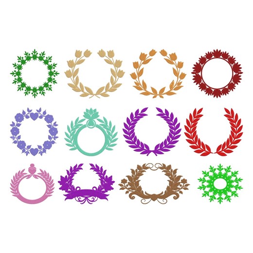 Floral Laurel Wreath Embroidery Design, Leaf Laurel Circle Frame Machine Embroidery File, 12 Design, 6 Size, Instant Download - Etsy