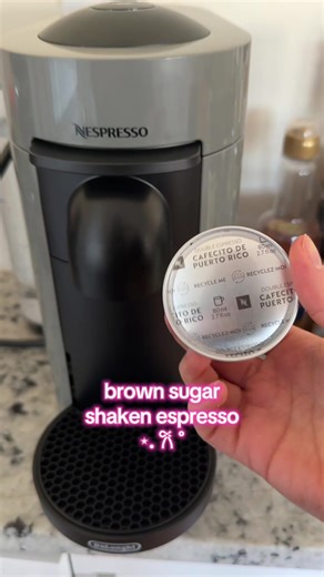 brown sugar shaken espresso with @Califia Farms brown sugar almond milk creamer 🤍🎀 @Nespresso #nespresso #brownsugarshakenespresso #espresso #califiafarms #almondmilk
