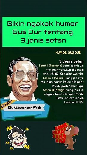 Bikin ngakak humor Gus Dur tentang 3 jenis setan#lucu #ngakak #humor #shortsfeed #fyp #fypage #short