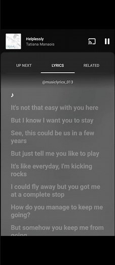 Helplessly - Tatiana Manaois #lyrics #music #love #whatsapp_status #fypシ
